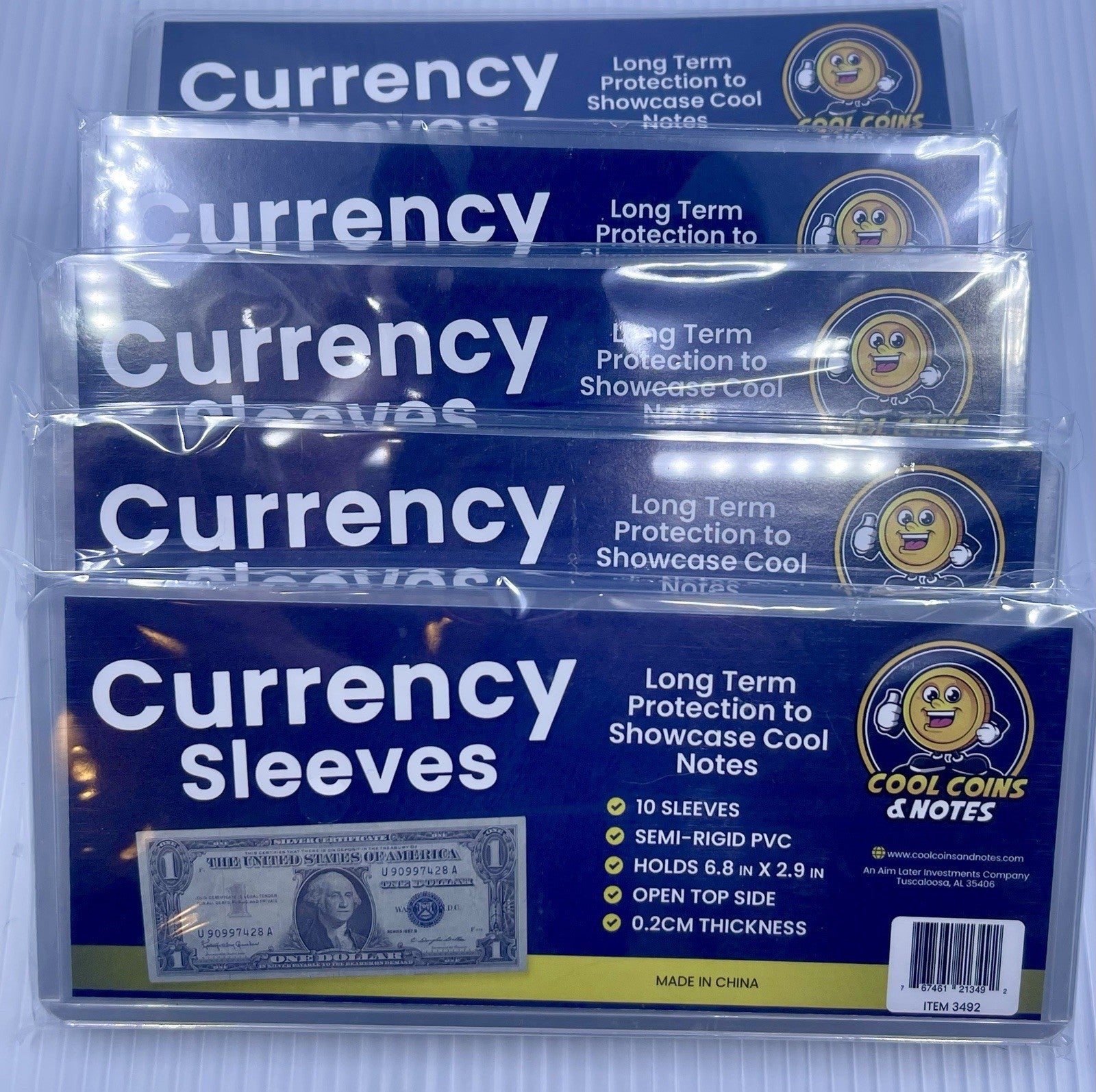 (200) CURRENCY HOLDERS Semi Rigid REGULAR Vinyl Sleeves Banknotes Dollar Bill